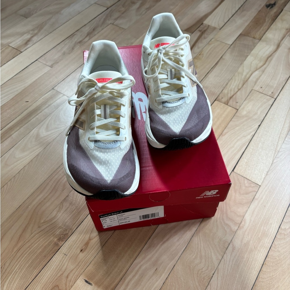 WORN ONCE New Balance FuelCell Rebel v5 in Brown and Beige, Size 7.5